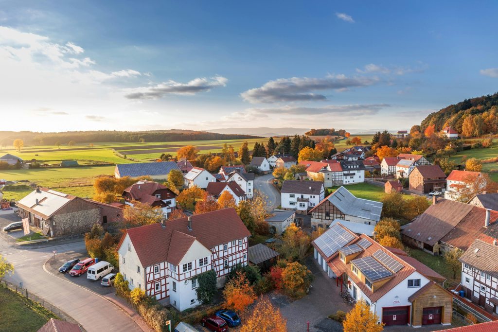 High angle photography of village
